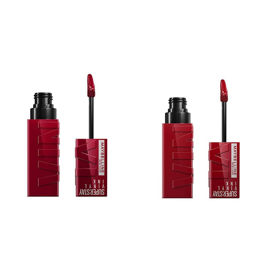 Super Stay Vinyl Ink Longwear No-Budge Liquid Lipcolor Makeup Bundle with Cranberry Red 0.14 Fl Oz and Deep Wine Red 0.14 Fl Oz Lipsticks