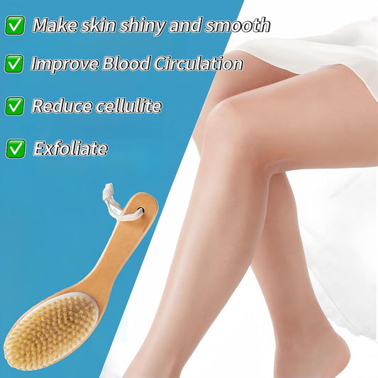 Natural Bristle Dry Body Brush with Handle