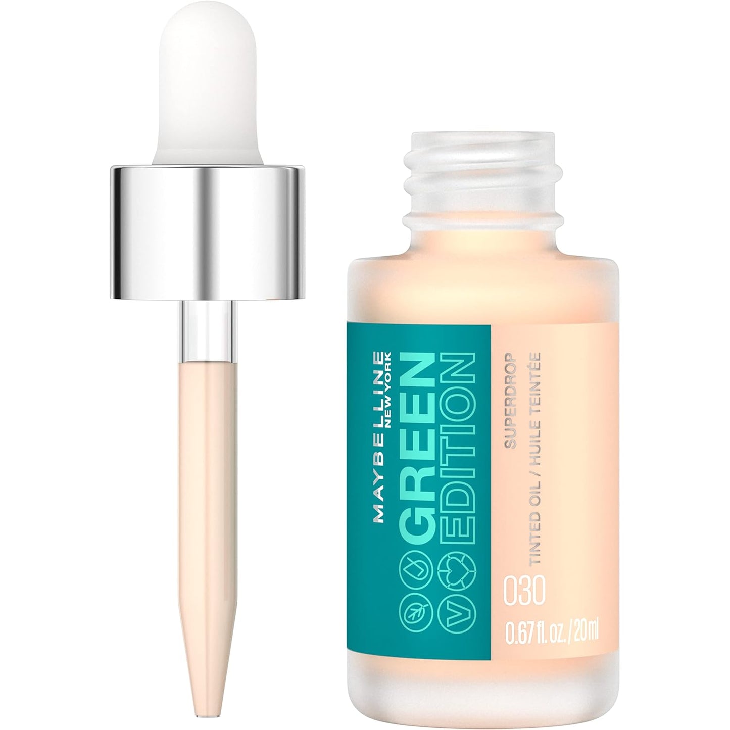 Green Edition Superdrop Tinted Oil Base Makeup, Adjustable Natural Coverage Foundation Formulated with Jojoba & Marula Oil, 30, 1 Count