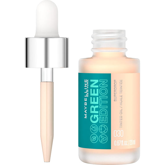 Green Edition Superdrop Tinted Oil Base Makeup, Adjustable Natural Coverage Foundation Formulated with Jojoba & Marula Oil, 30, 1 Count