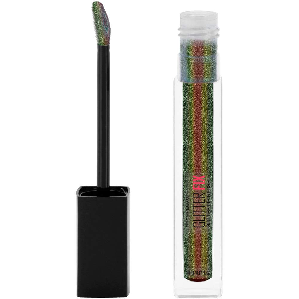 New York Lip Studio Glitter Fix Glitter Lip Gloss Makeup, Shadow Hunter, 0.17 Fl. Oz.