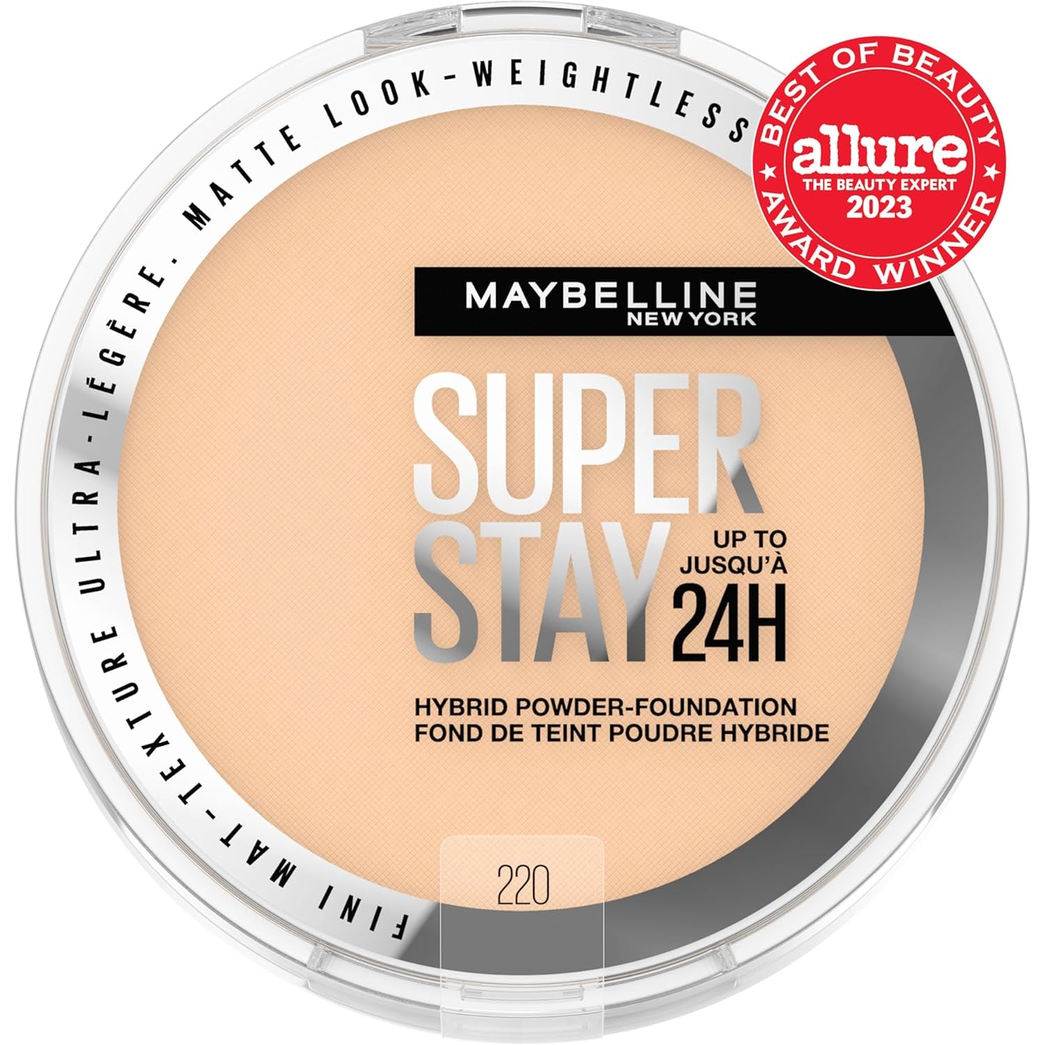 Super Stay up to 24HR Hybrid Powder-Foundation, Medium-To-Full Coverage Makeup, Matte Finish, 220, 1 Count