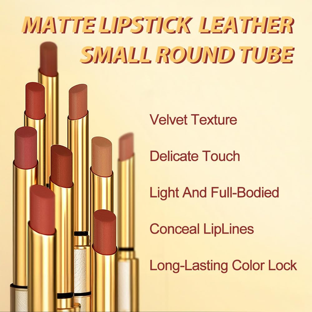 Moisturizing and Silky Velvet Lipstick Pack Set, Matte Longwear Waterproof Smooth Color Lip Crayon - Nourishing Lipstick Lipgloss Lip Stain (2Pcs 04#&06#)