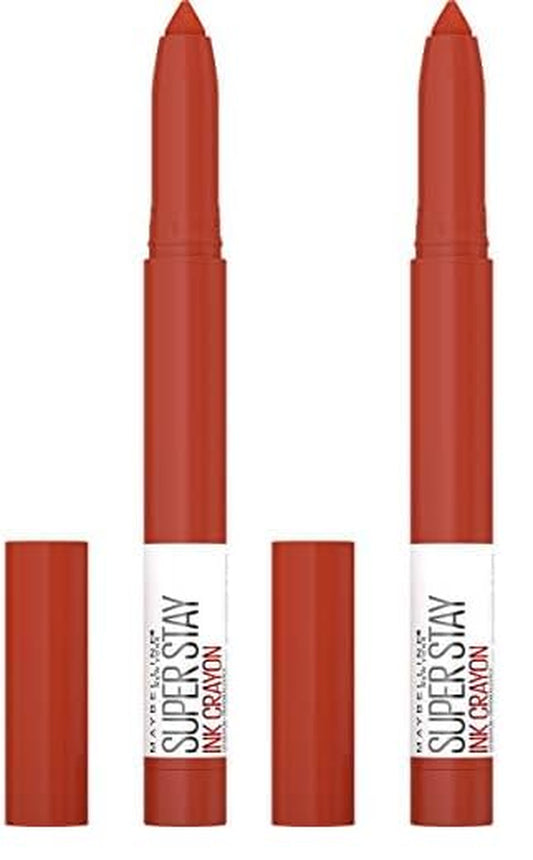 New York Super Stay Ink Crayon Lipstick Makeup, Precision Tip Matte Lip Crayon with Built-In Sharpener, Longwear up to 8Hrs, Rise to the Top, Burnt Sienna, 1 Count (Pack of 2)