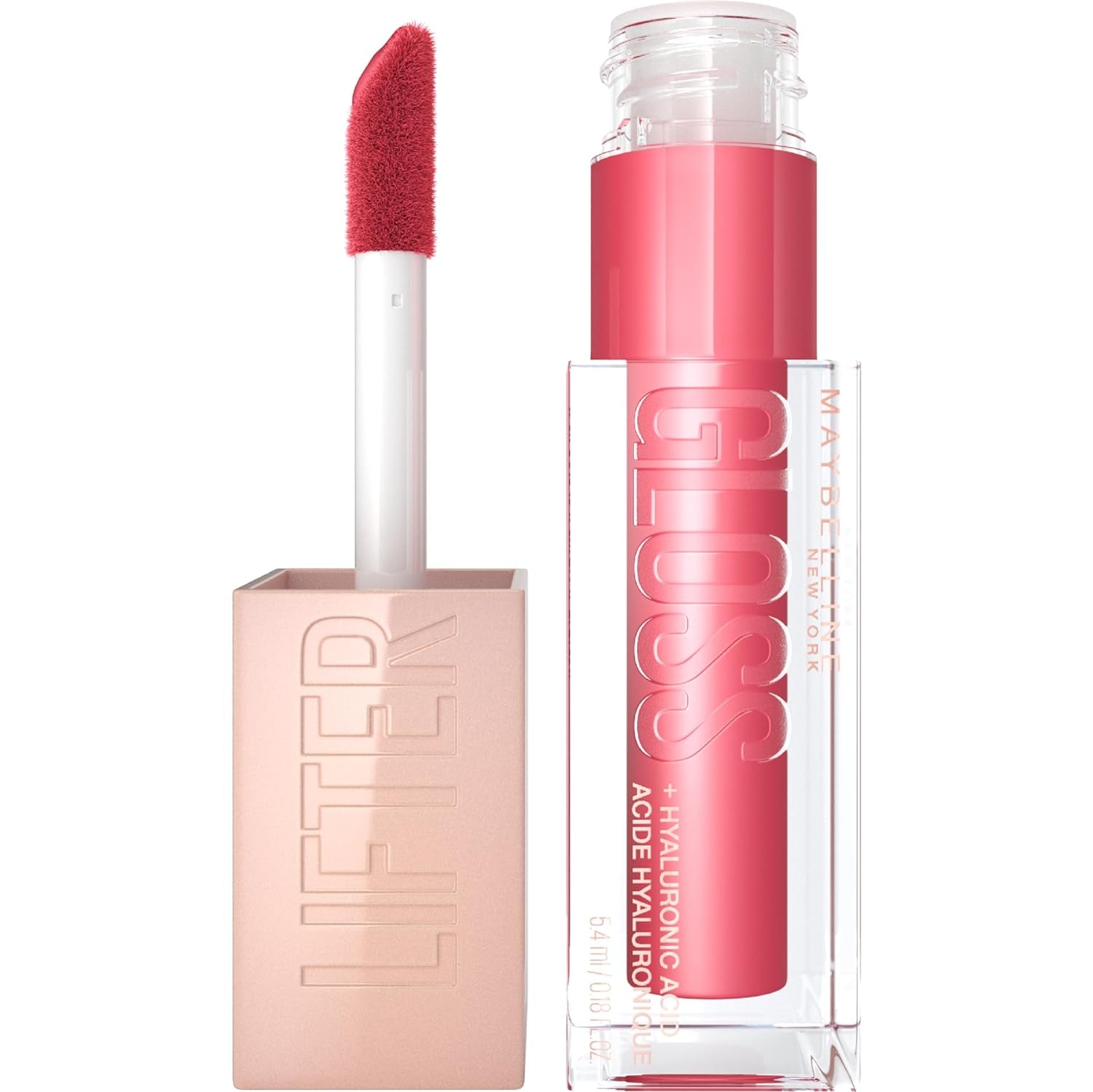 Lifter Gloss Hydrating Lip Gloss with Hyaluronic Acid, Sweetheart Sheer Red 1 Count & Heat Raspberry Neutral 0.18 Oz