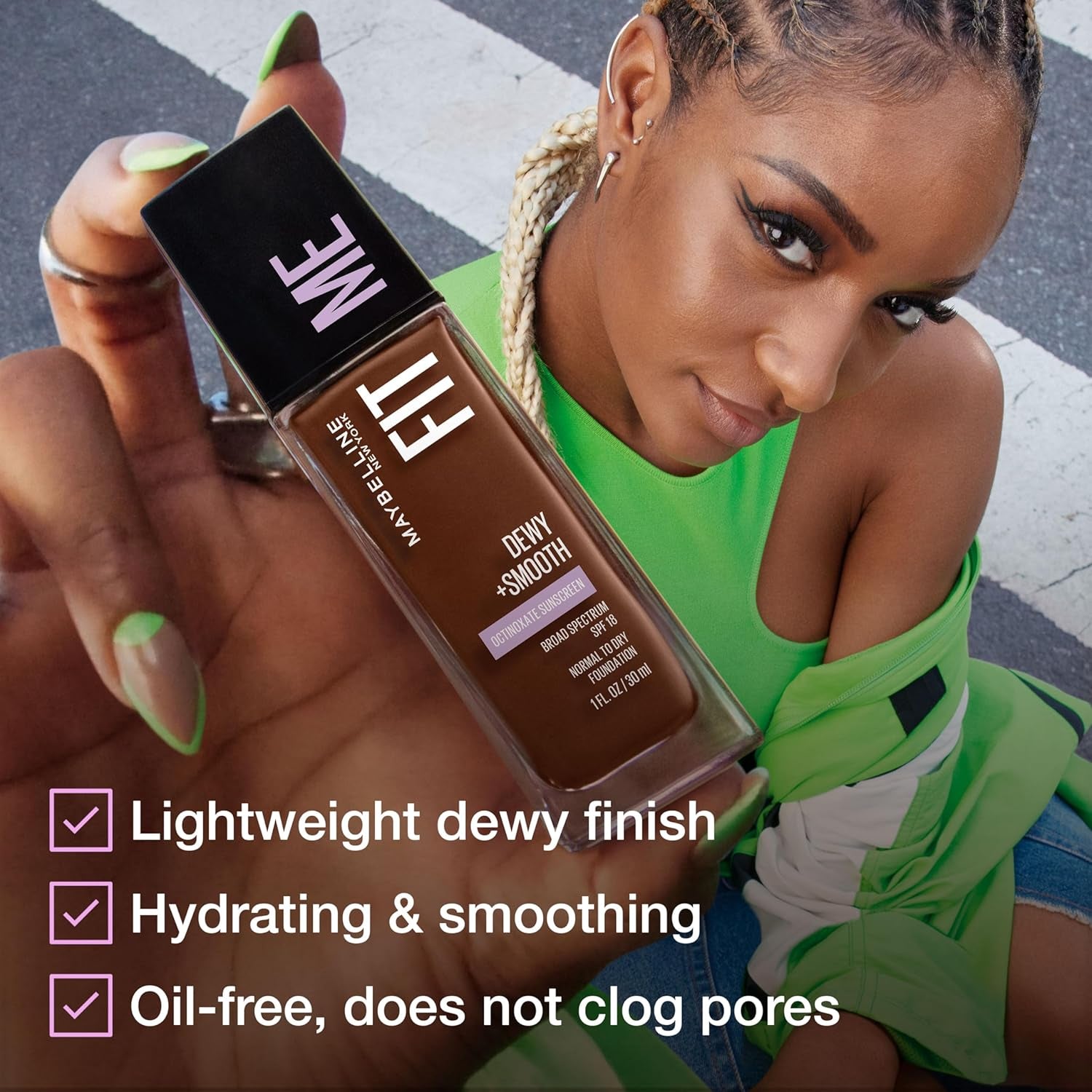 Fit Me Dewy + Smooth Liquid Foundation Makeup, Classic Ivory, 1 Count (Packaging May Vary)