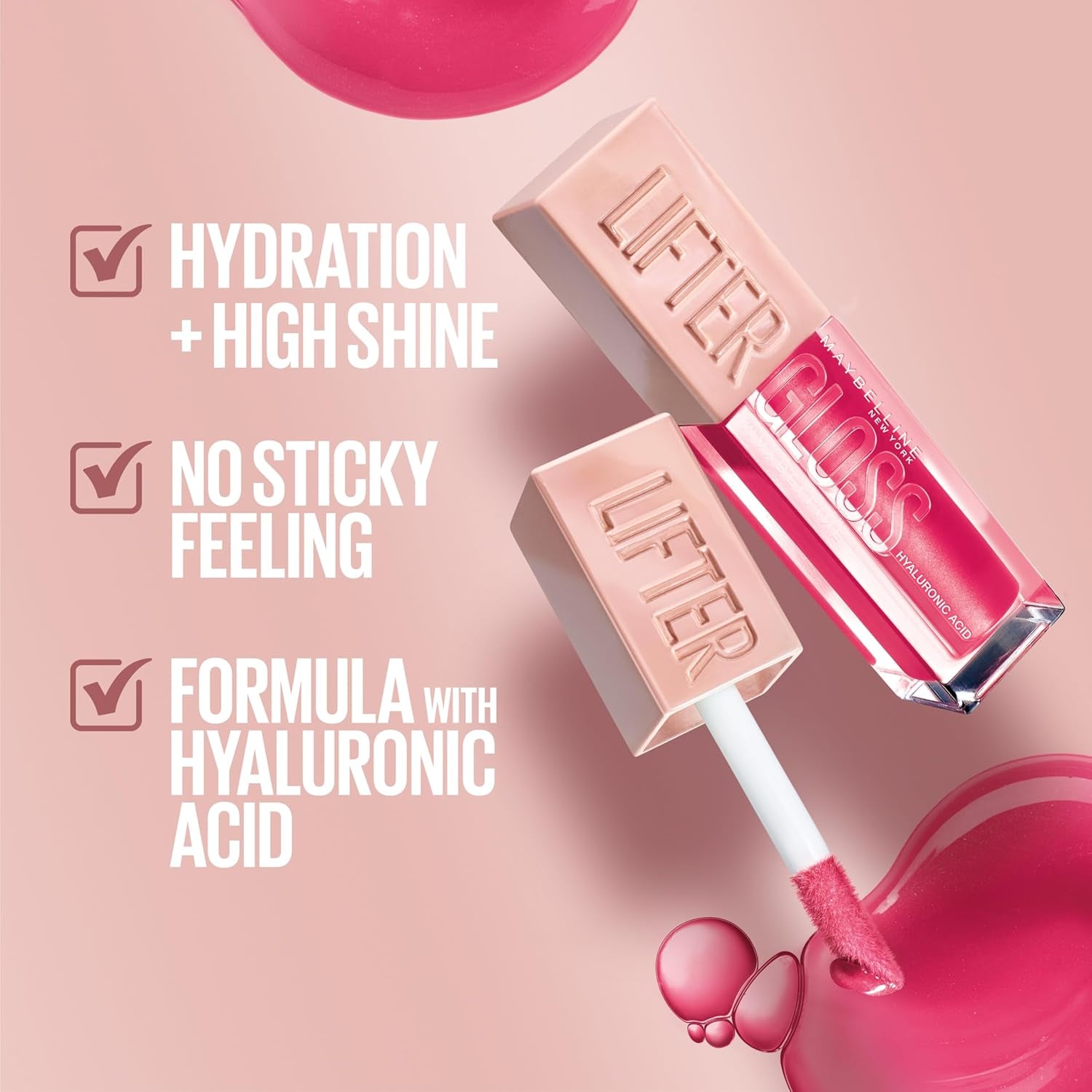New York Lifter Gloss Hydrating Lip Gloss with Hyaluronic Acid, Gummy Bear, Sheer Light Pink, 1 Count