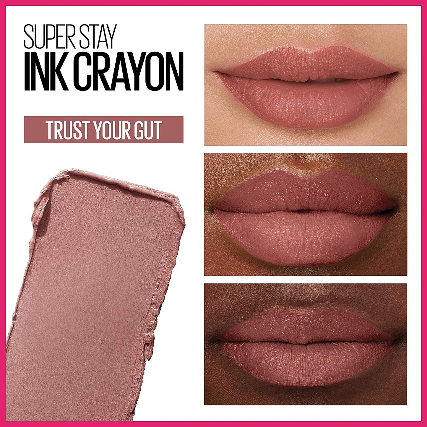 Super Stay Ink Crayon Lipstick Makeup, Precision Tip Matte Lip Crayon with Built-In Sharpener, Longwear up to 8Hrs, Trust Your Gut, Mauve Nude Pink, 1 Count