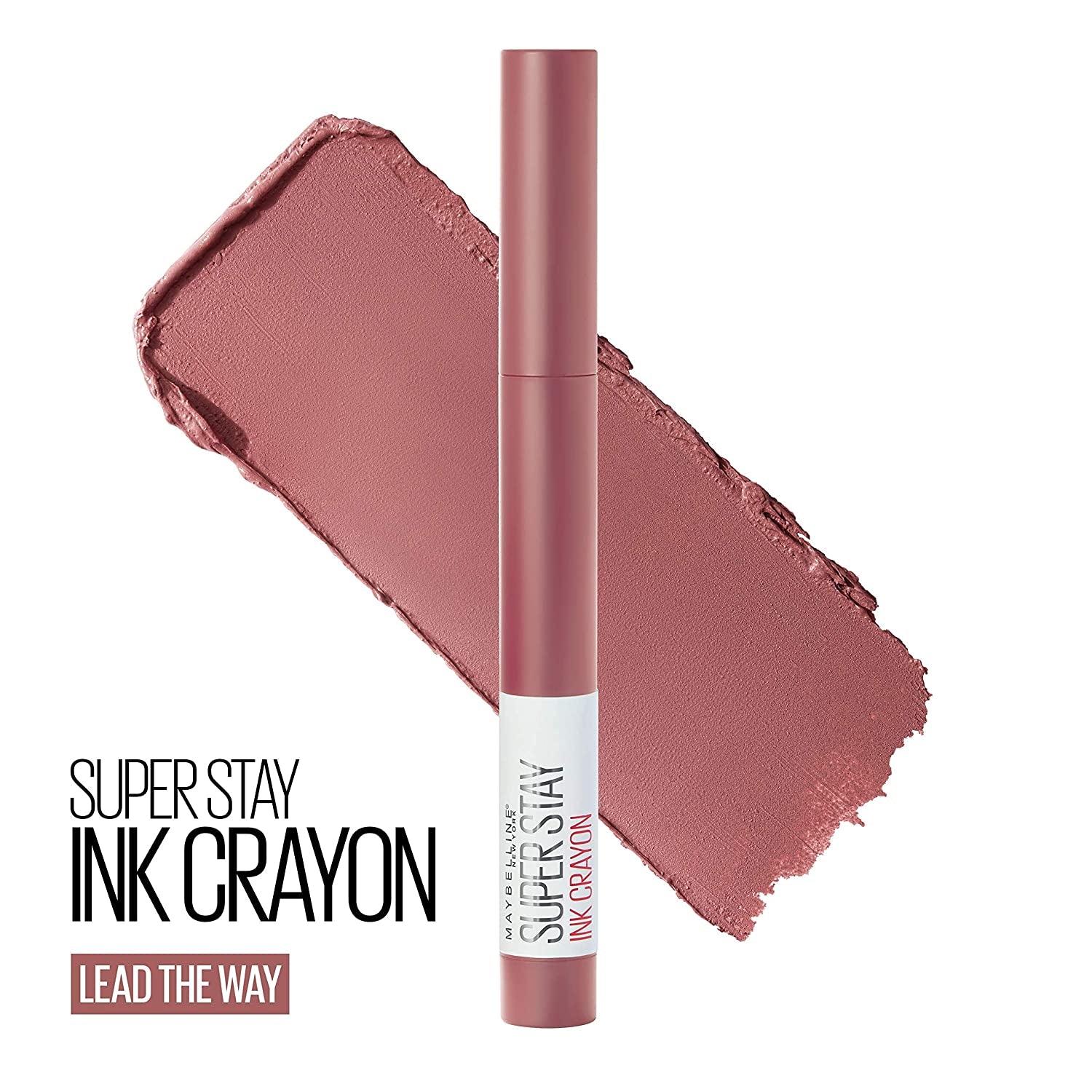 Super Stay Ink Crayon Lipstick Makeup, Precision Tip Matte Lip Crayon with Built-In Sharpener, Longwear up to 8Hrs, Lead the Way, Pink Beige, 1 Count