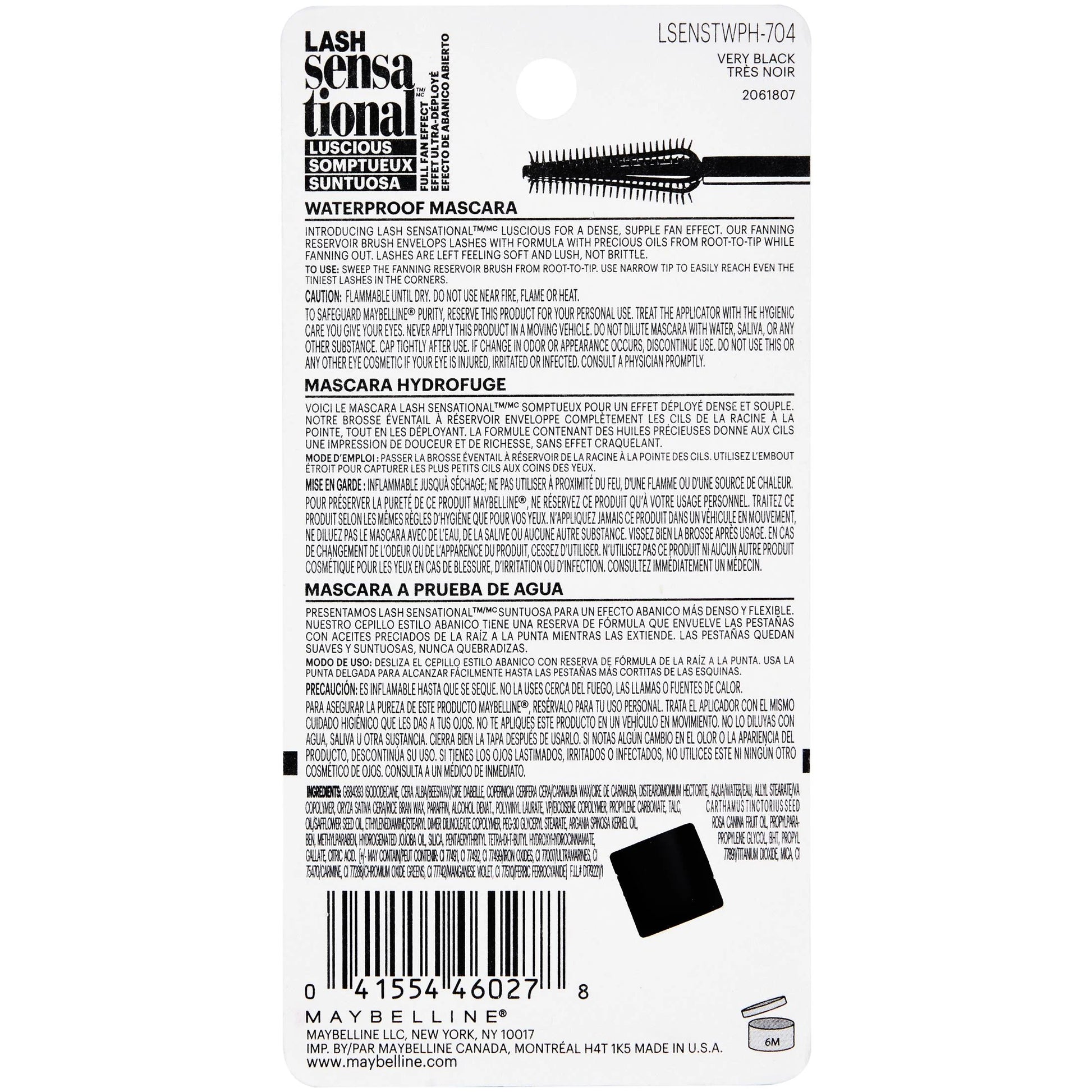 Lash Sensational Luscious Waterproof Mascara, Very Black