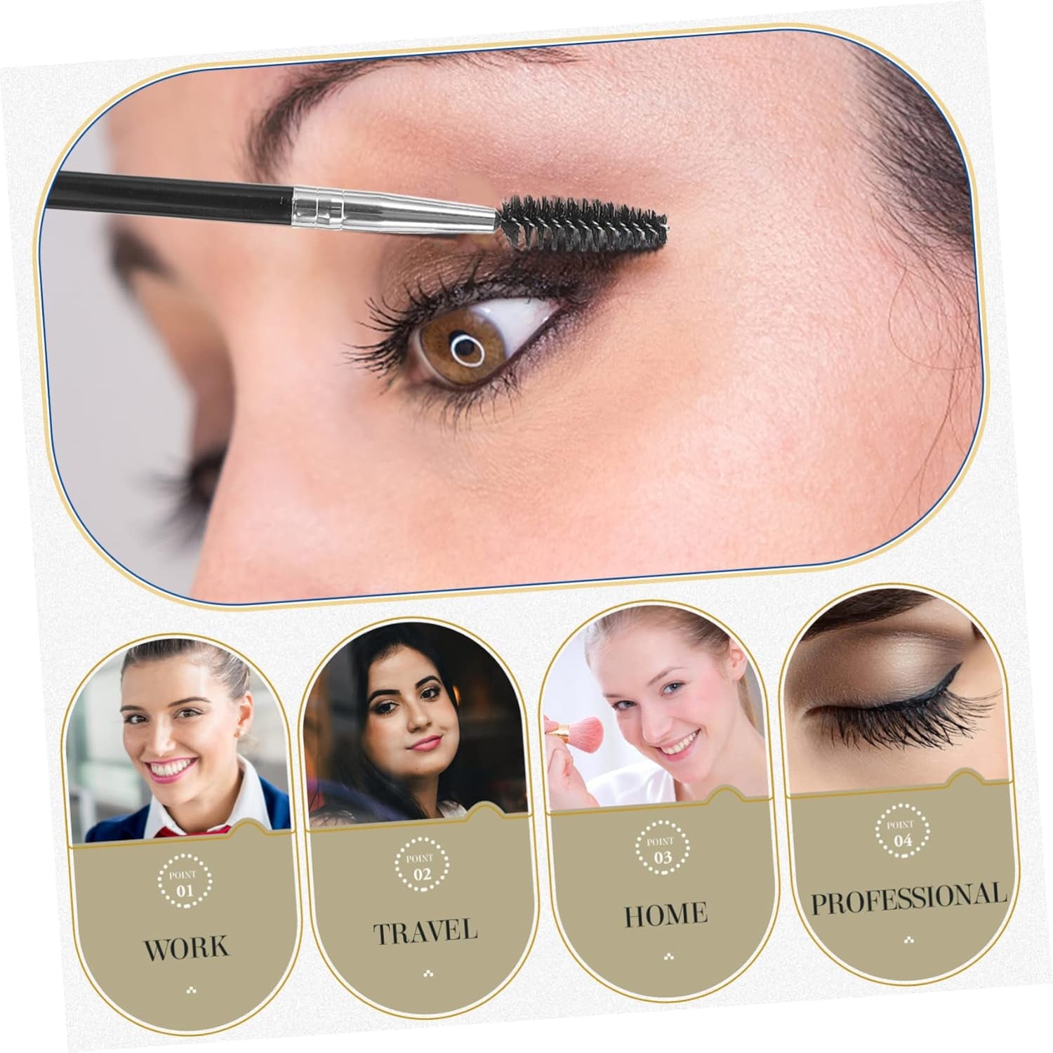 7Pcs Double-End Cosmetic Brush Set Plastic Handle for Eyebrow and Eye Makeup for Beginners and Makeup Enthusiasts Easy to Clean