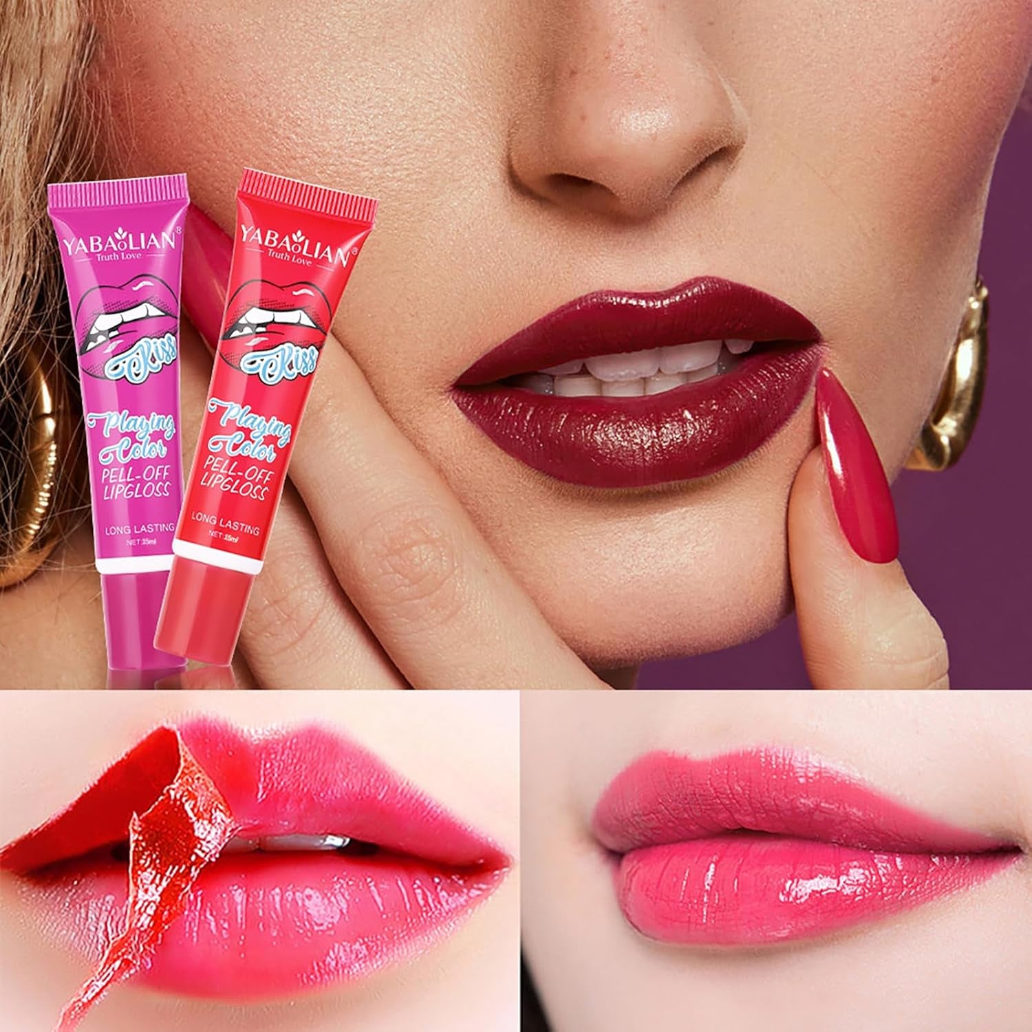 6PC Matte Lip Stain, Peel off Lip Tint, Lip Tattoo, High Pigmented Tear-Off Lip Gloss, Moisturizing Hydrating Liquid Lipsticks Set, No-Sticky Lip Balm Oil, Lip Care for All Skin Tones, 178