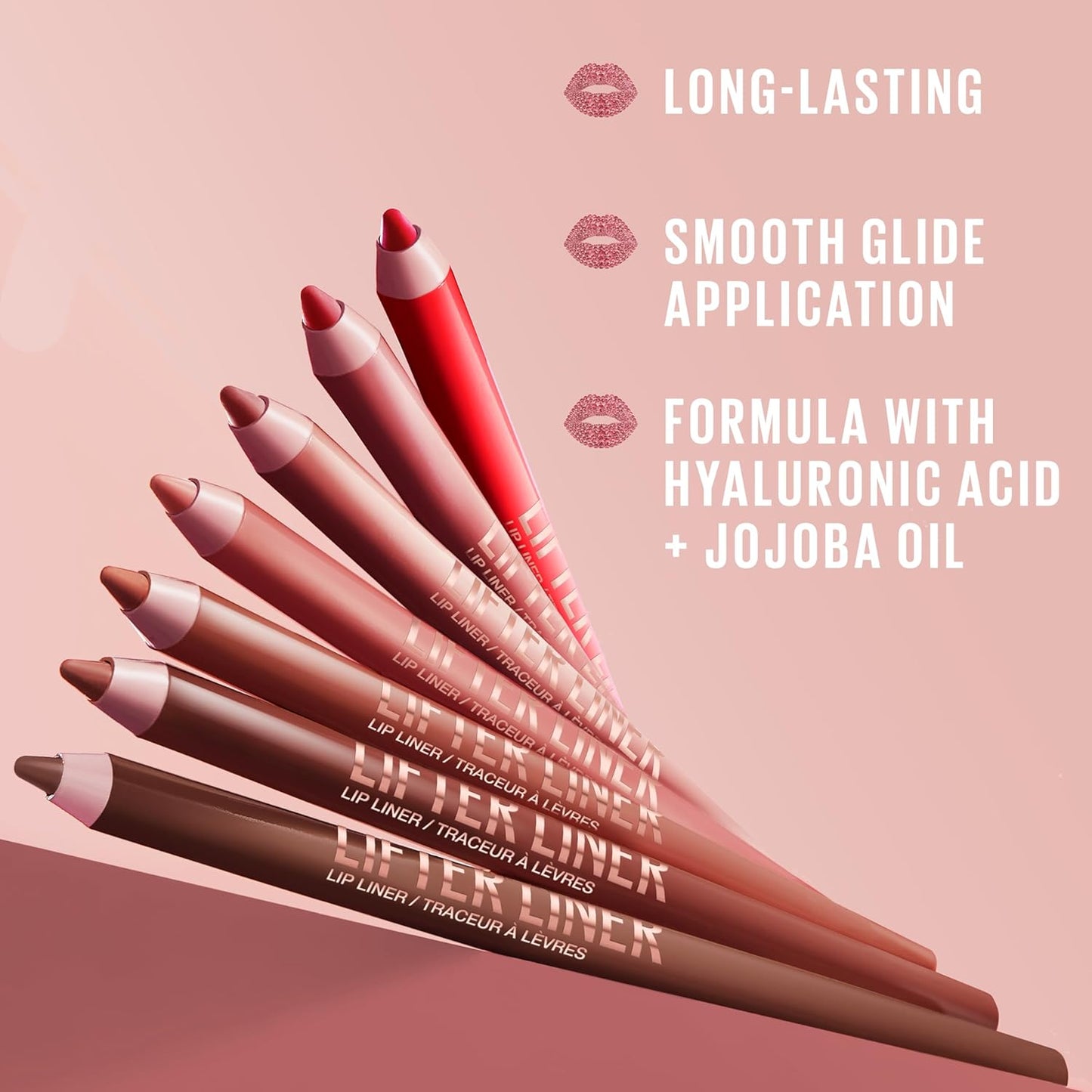 Lifter Gloss and Lifter Liner Bundle, Lip Gloss and Lip Liner in Shades Pearl and Peaking, Pack of 2