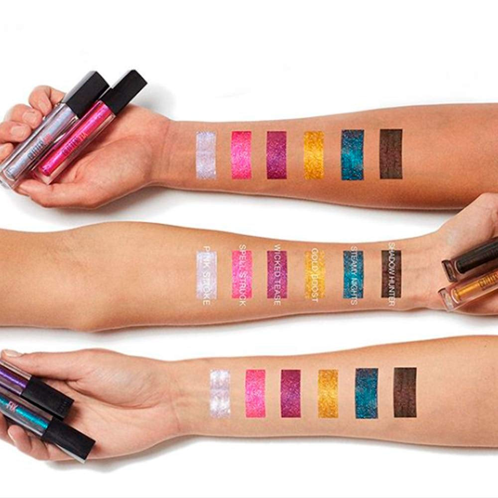 New York Lip Studio Glitter Fix Glitter Lip Gloss Makeup, Shadow Hunter, 0.17 Fl. Oz.