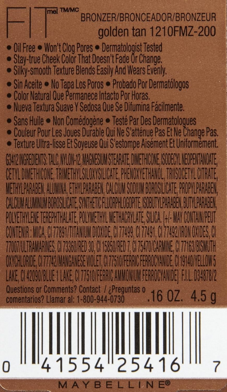 New York Fit Me! Bronzer, Medium Bronze, 0.16 Ounce