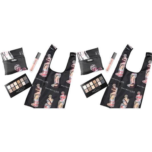 New York Limited-Edition Fundles Send Nudes W/Eyeshadow Palette, Color Sensational Vivid Hot Lacquer Lip Gloss and Easy-Carry Nude Tote-Bag (Pack of 2)