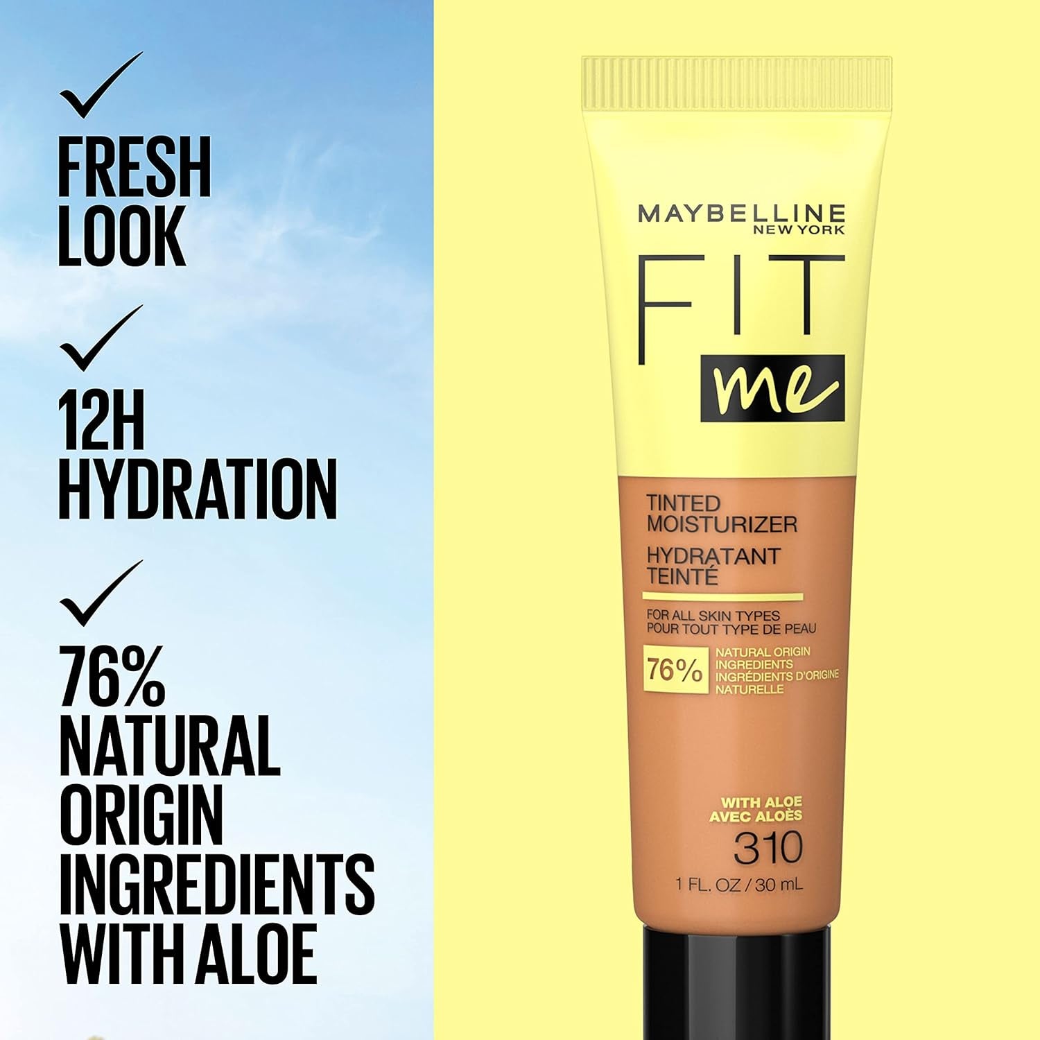 Fit Me Tinted Moisturizer, Natural Coverage, Face Makeup, 368, 1 Count