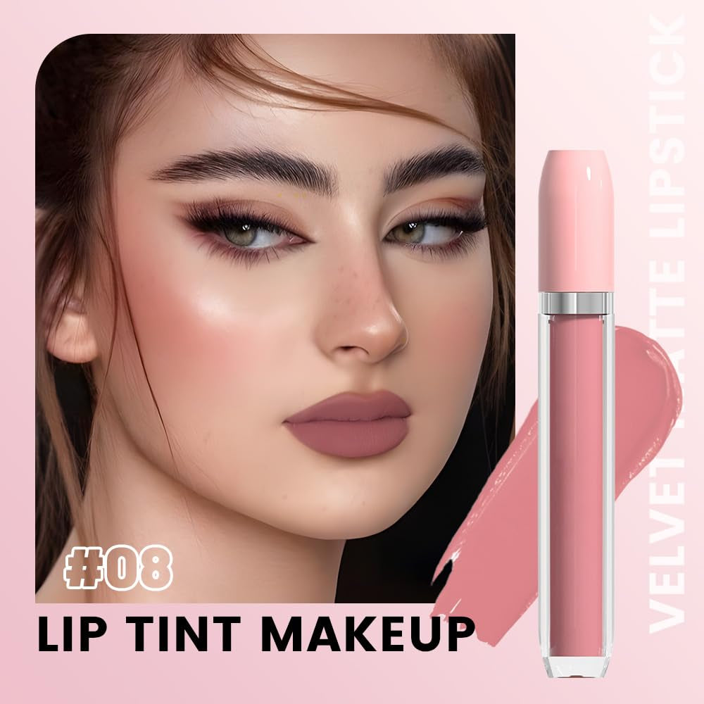 Super Matte Longwear No-Budge Stay on Smudge Proof Liquid Lipstick Long Lasting Makeup for Women,Highly Pigmented Color and Instant Shine, Cheeky