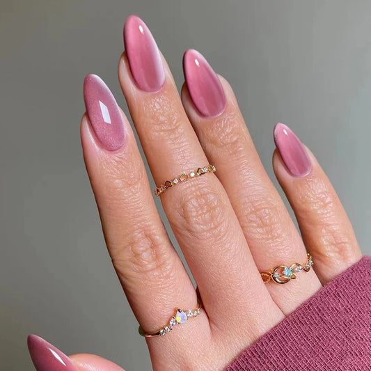24Pcs Removable Cat Eye Almond Nails, Press on Nails, Y2K Nails. Press Nail Full Cover Nail, Fake Nail, by Woman & Girl Y2K
