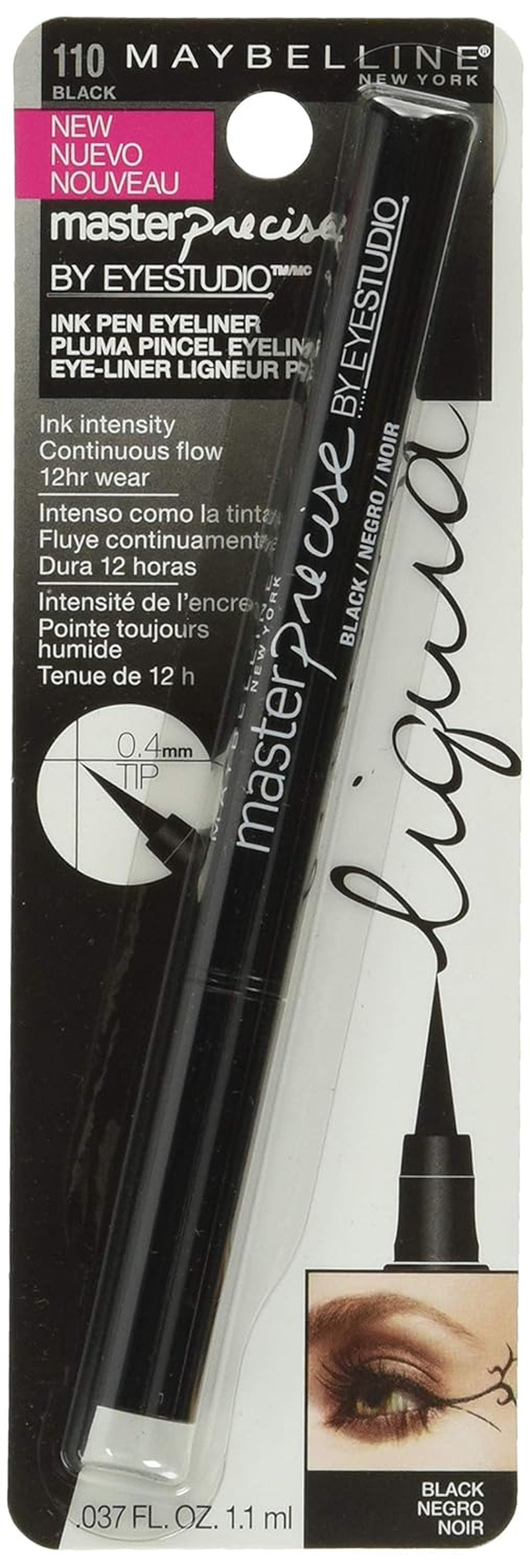 Eyestudio Master Precise All Day Liquid Eyeliner Makeup, Black, 0.034 Fl. Oz.