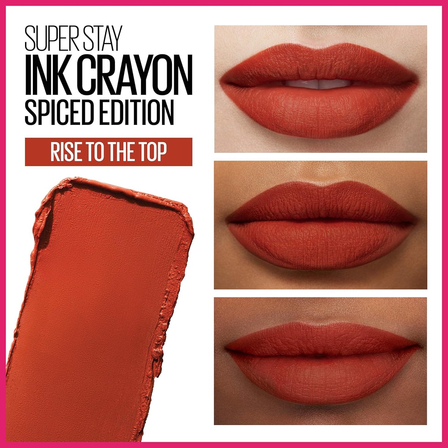New York Super Stay Ink Crayon Lipstick Makeup, Precision Tip Matte Lip Crayon with Built-In Sharpener, Longwear up to 8Hrs, Rise to the Top, Burnt Sienna, 1 Count (Pack of 2)