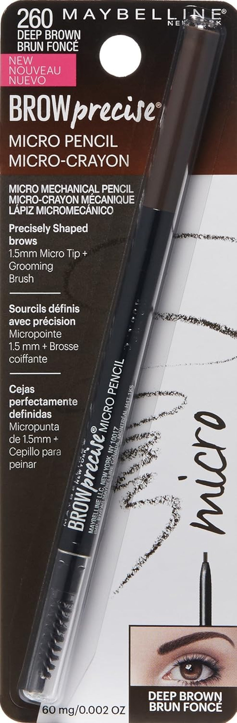 Brow Precise Micro Eyebrow Pencil Makeup, Deep Brown, 0.002 Oz.