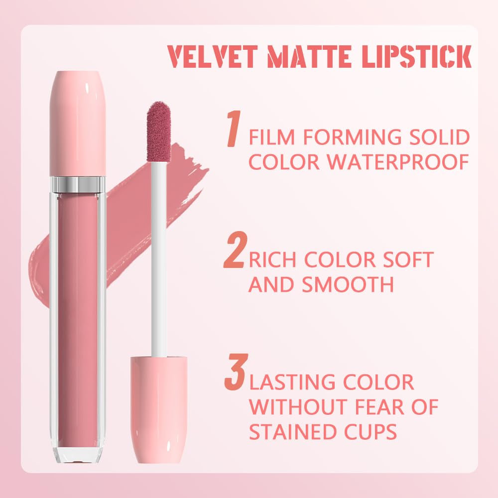 Super Matte Longwear No-Budge Stay on Smudge Proof Liquid Lipstick Long Lasting Makeup for Women,Highly Pigmented Color and Instant Shine, Cheeky