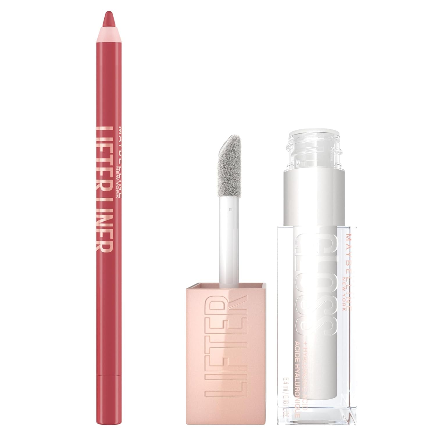 Lifter Gloss and Lifter Liner Bundle, Lip Gloss and Lip Liner in Shades Pearl and Peaking, Pack of 2