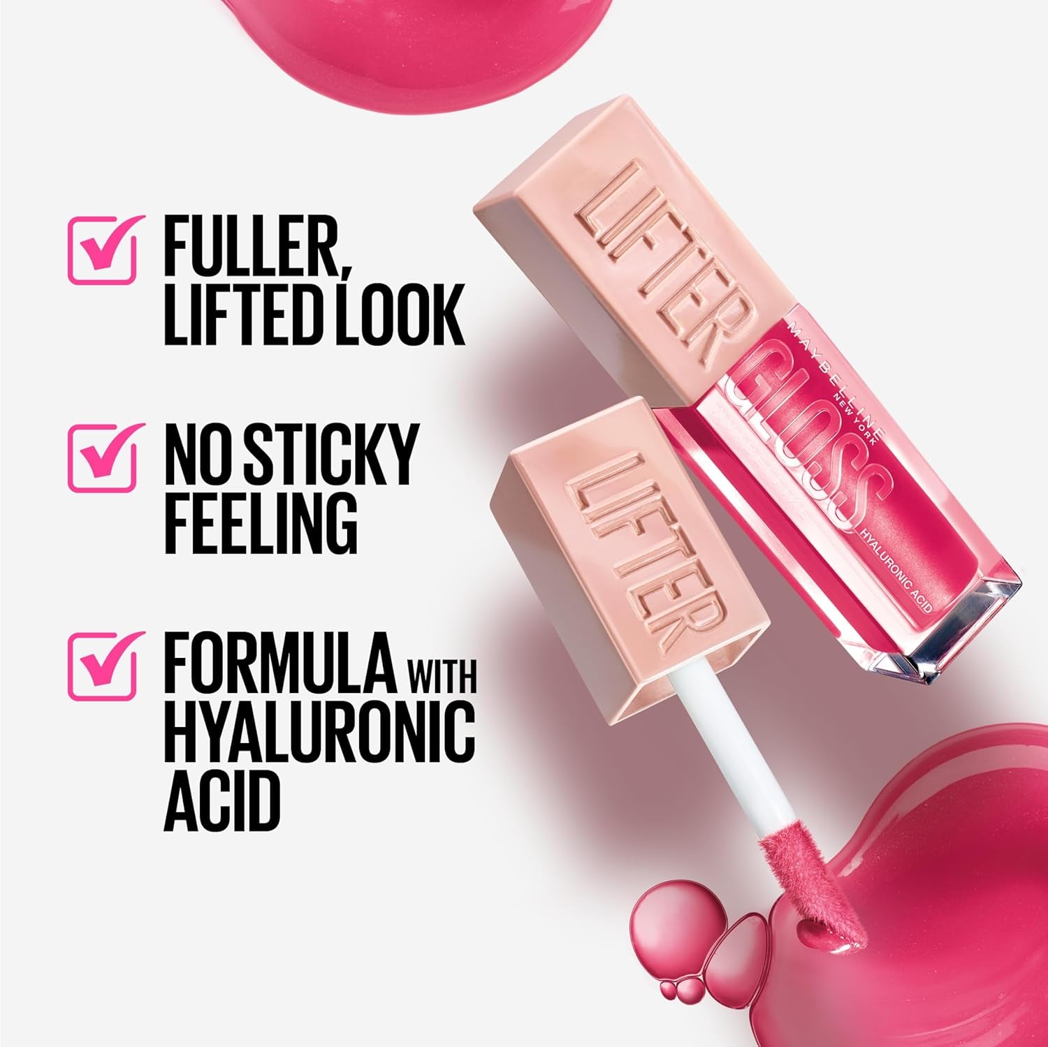 Lifter Gloss Hydrating Lip Gloss with Hyaluronic Acid, Sweetheart Sheer Red 1 Count & Heat Raspberry Neutral 0.18 Oz