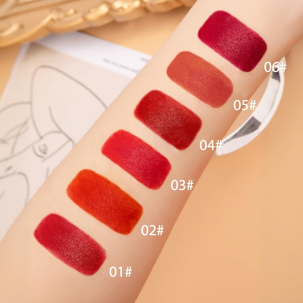 Moisturizing and Silky Velvet Lipstick Pack Set, Matte Longwear Waterproof Smooth Color Lip Crayon - Nourishing Lipstick Lipgloss Lip Stain (2Pcs 04#&06#)