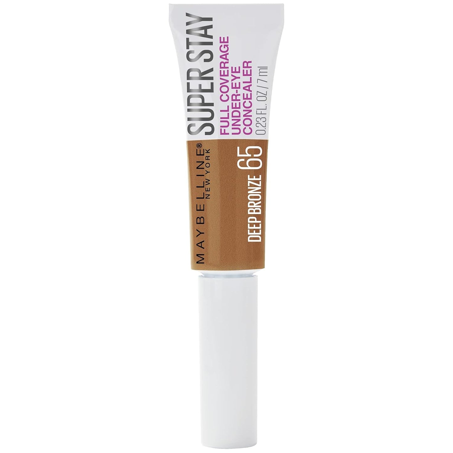 New York Super Stay Super Stay Full Coverage, Under-Eye Concealer Liquid Makeup for up to 24H Wear, with Paddle Applicator, Deep Bronze, 0.23 Fl. Oz., 65 Deep Bronze