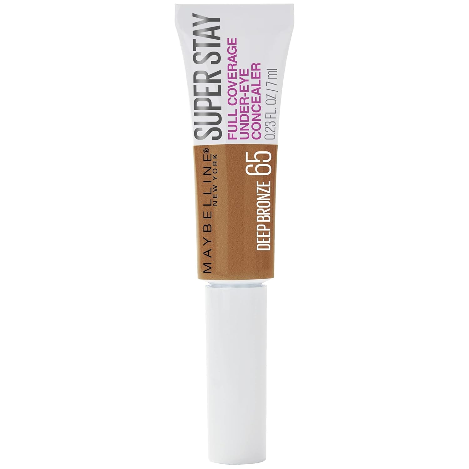 New York Super Stay Super Stay Full Coverage, Under-Eye Concealer Liquid Makeup for up to 24H Wear, with Paddle Applicator, Deep Bronze, 0.23 Fl. Oz., 65 Deep Bronze