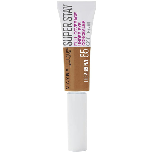 New York Super Stay Super Stay Full Coverage, Under-Eye Concealer Liquid Makeup for up to 24H Wear, with Paddle Applicator, Deep Bronze, 0.23 Fl. Oz., 65 Deep Bronze