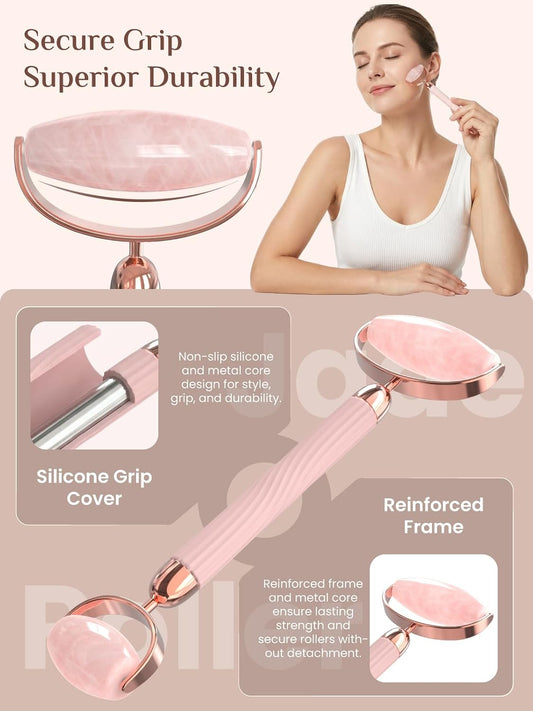 Satera Sisters Beauty Rose Quartz Gua Sha & Face Roller Set – photo 2 of 3