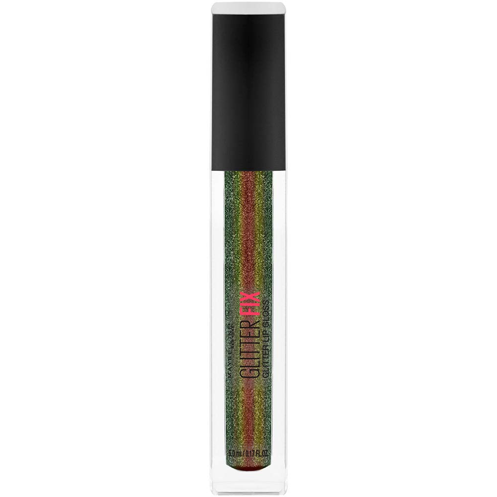 New York Lip Studio Glitter Fix Glitter Lip Gloss Makeup, Shadow Hunter, 0.17 Fl. Oz.