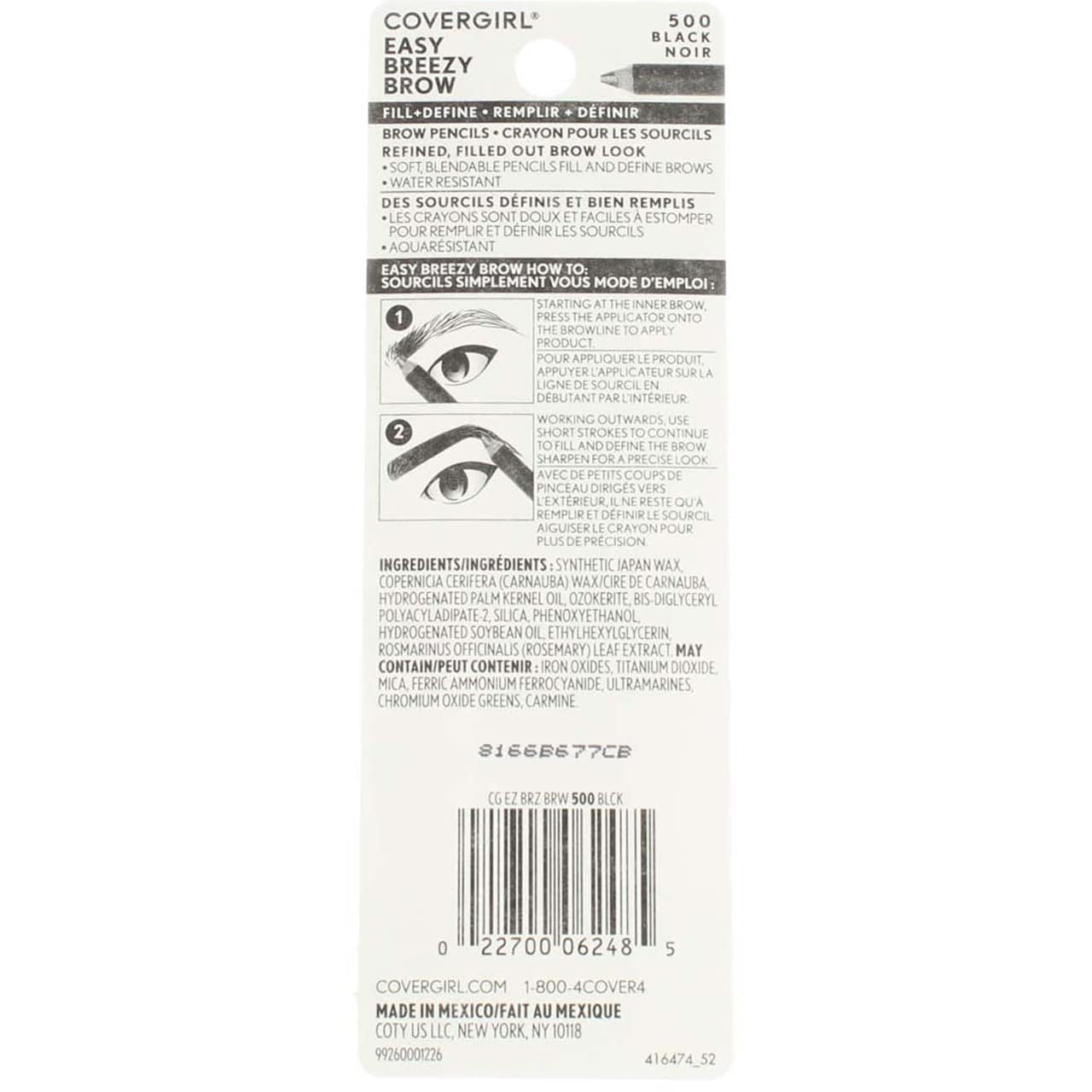 Professional Brow & Eye Makers Brow Shaper & Eyeliner, Midnight Black 500, .06 Oz (Pack of 10)