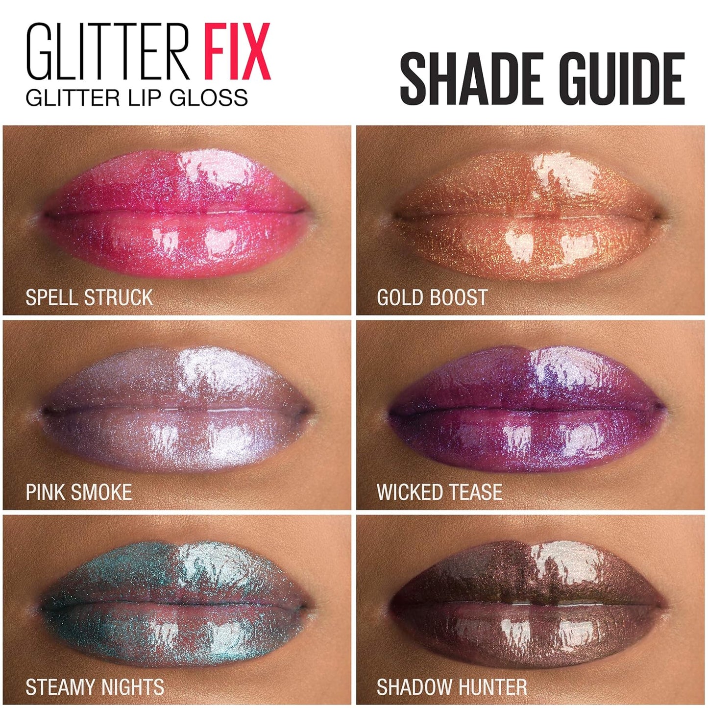 New York Lip Studio Glitter Fix Glitter Lip Gloss Makeup, Shadow Hunter, 0.17 Fl. Oz.