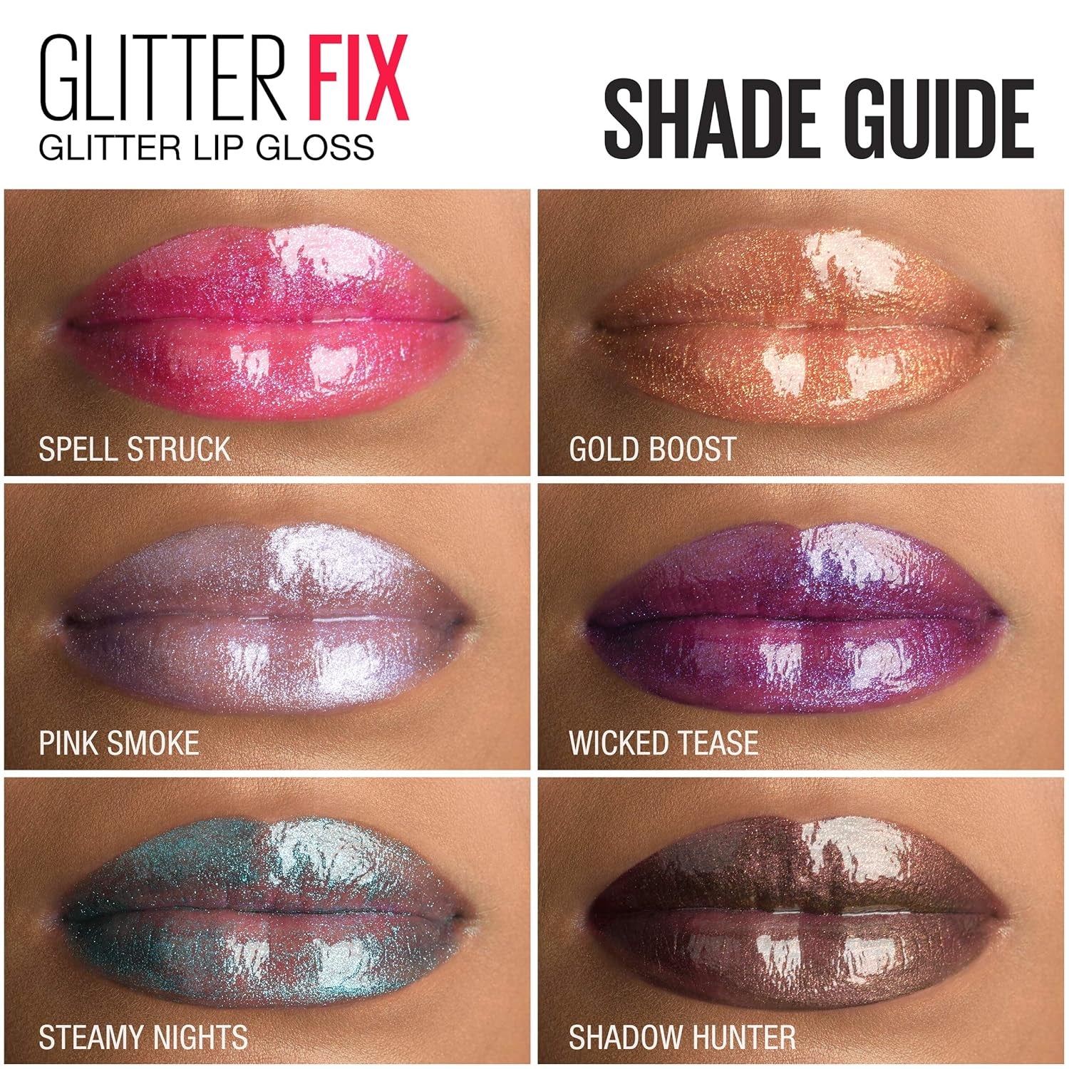 New York Lip Studio Glitter Fix Glitter Lip Gloss Makeup, Shadow Hunter, 0.17 Fl. Oz.