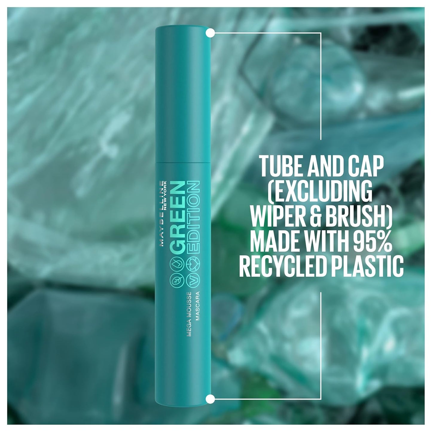 Green Edition Mega Mousse Mascara Makeup, Smooth Buildable and Lightweight Volume, Formulated with Shea Butter, Very Black, 1 Count