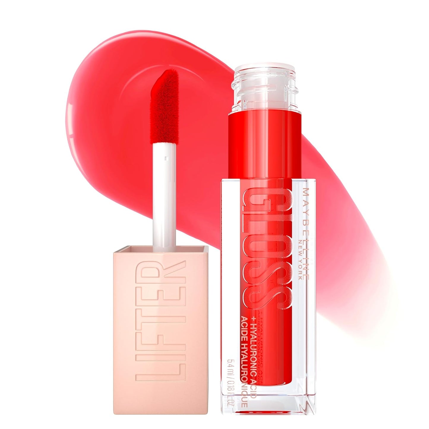 Lifter Gloss Hydrating Lip Gloss with Hyaluronic Acid, Sweetheart Sheer Red 1 Count & Heat Raspberry Neutral 0.18 Oz