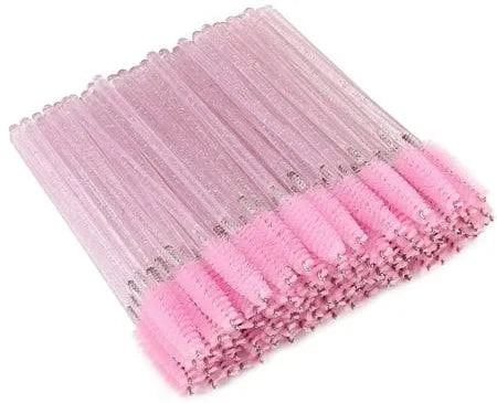 50PCS Mascara Wands,Crystal Pink Mascara Brushes, Disposable Eyelash Eyebrow Spoolies, Lash Brush for Makeup Eyelash Extensions, Eyebrow Spoolie for Lash Extension(Pink)
