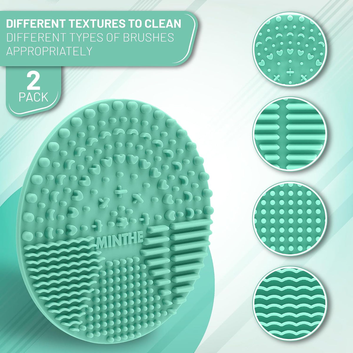 Silicone Makeup Brush Cleaning Mat, 2-Pack