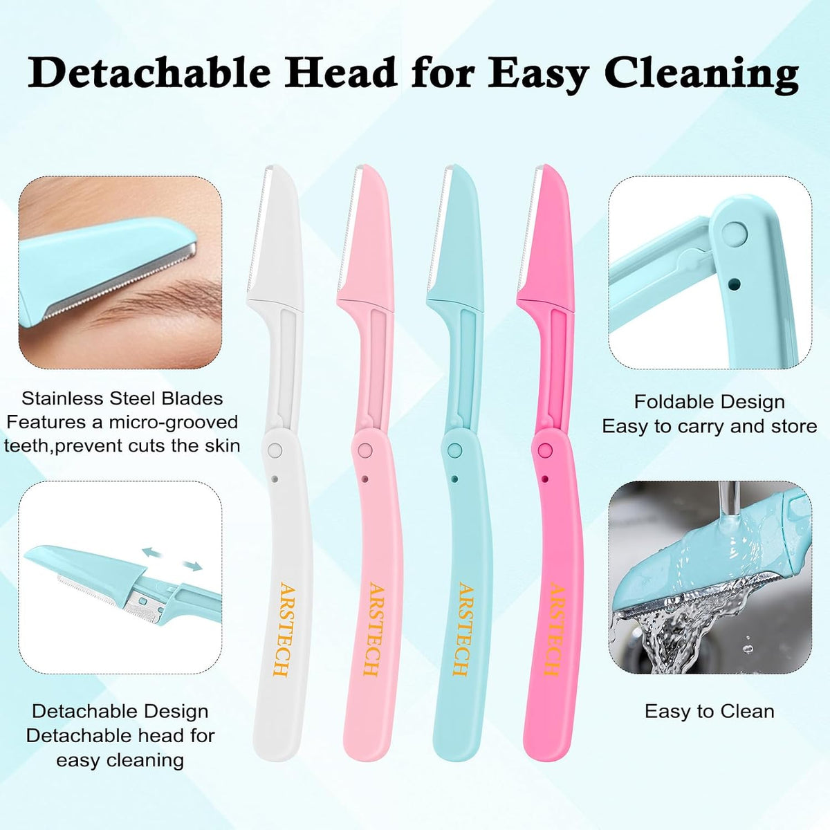 Dermaplane Razor for Women Face Shaver 12 PACK Foldable Face Razor