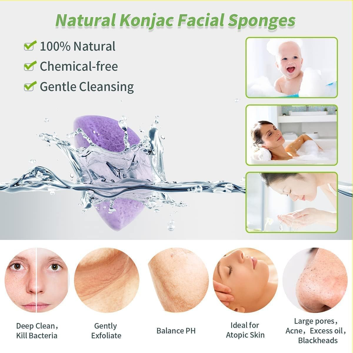 Konjac Facial Sponges 6-Pack – Gentle Cleanse