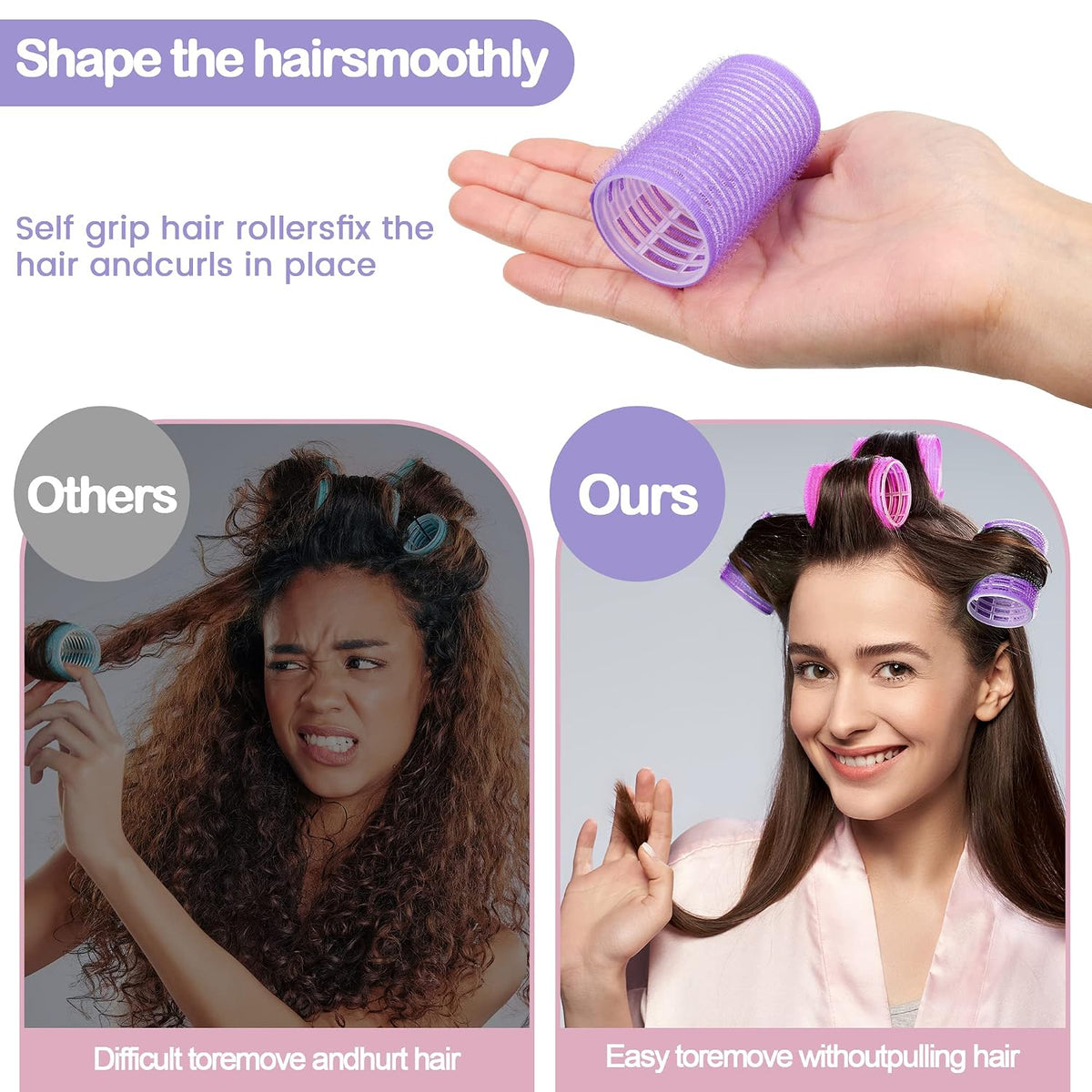 33 Piece Hair Rollers Set, Self Grip Hair Rollers for Long Medium Short Hair,  Large Medium Hair Curler （22 Rollers + 10 Stainless Steel Clip +1 Storage Bag）