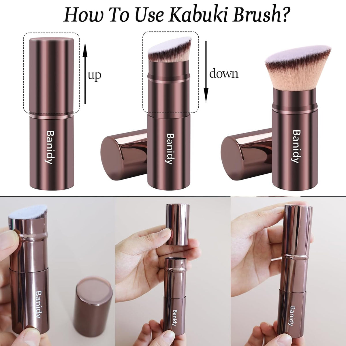 Banidy Retractable Kabuki Brush – Flat Angle, Brown – photo 5 of 7