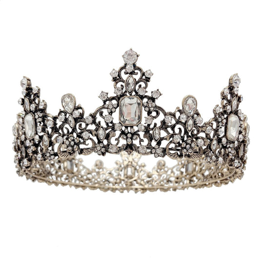Jeweled Baroque Queen Crown for Women, Rhinestone Tiaras and Crowns Bronze Crystal Princess Birthday Tiara Headband Prom Hair Accessories