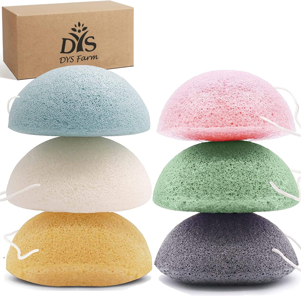 Konjac Facial Sponges 6-Pack – Gentle Cleanse