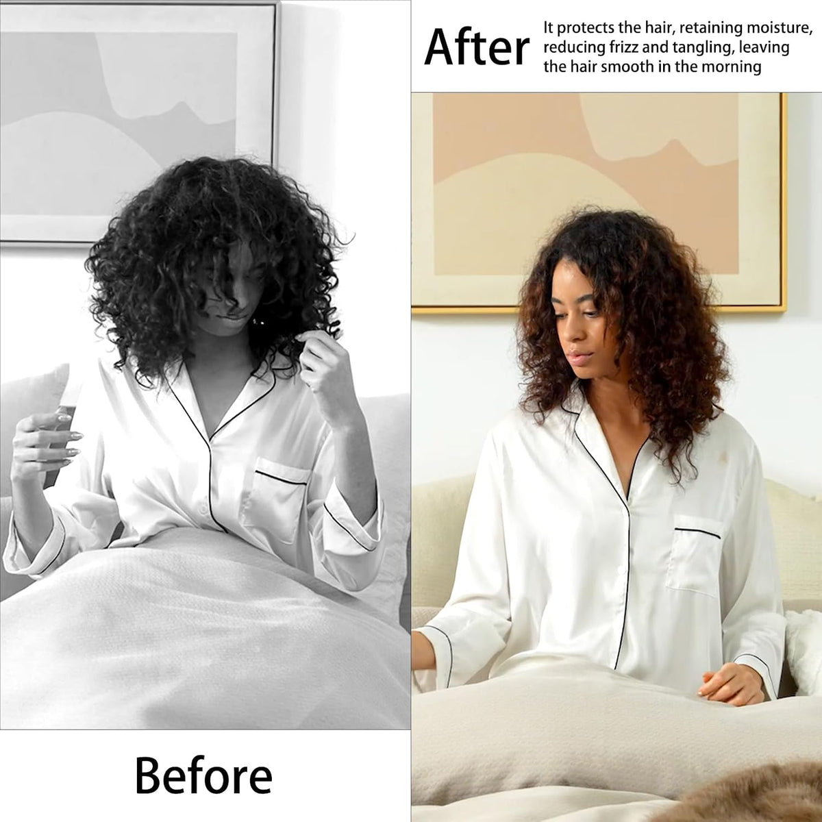 Satin Bonnet for Sleeping Women, Double Layer Adjustable Sleep Cap
