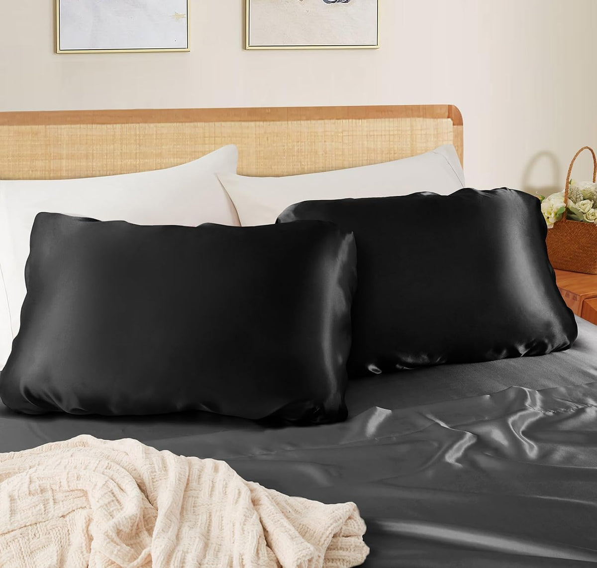 Satera Sisters Beauty Black Satin Pillowcase 2-Pack – photo 3 of 7